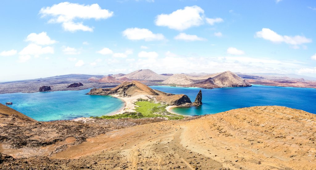 panoramic view of isla bartolome at galapagos